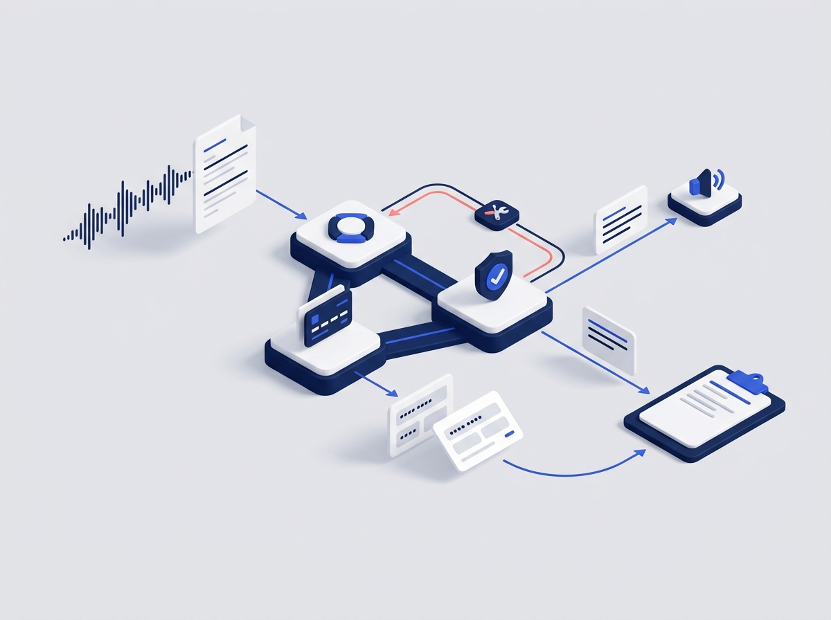 합성 통화와 STT 입력을 Orchestrator, Extractor, Verifier가 처리하고, 검증 실패 시 Extractor 재추출로 되돌린 뒤 승인된 응답은 TTS로 읽고 마스킹·근거 연결 JSON 이벤트는 외부 기관 전송 없이 로컬 수동 검토 화면으로 보내는 Aegis 미끼봇 PoC 개념 일러스트